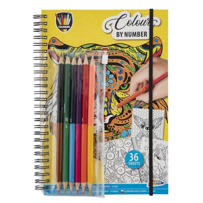 Grafix Couleur par numéro 36 feuille 23x16cm + 6 crayons duo