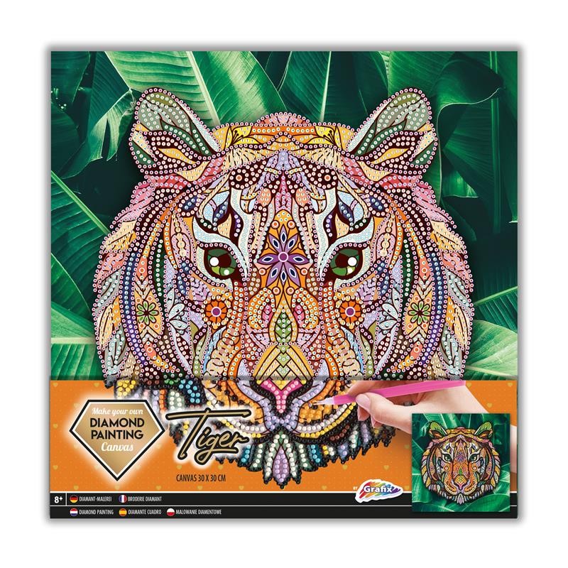 Grafix Diamond Painting sur toile tigre 30x30cm