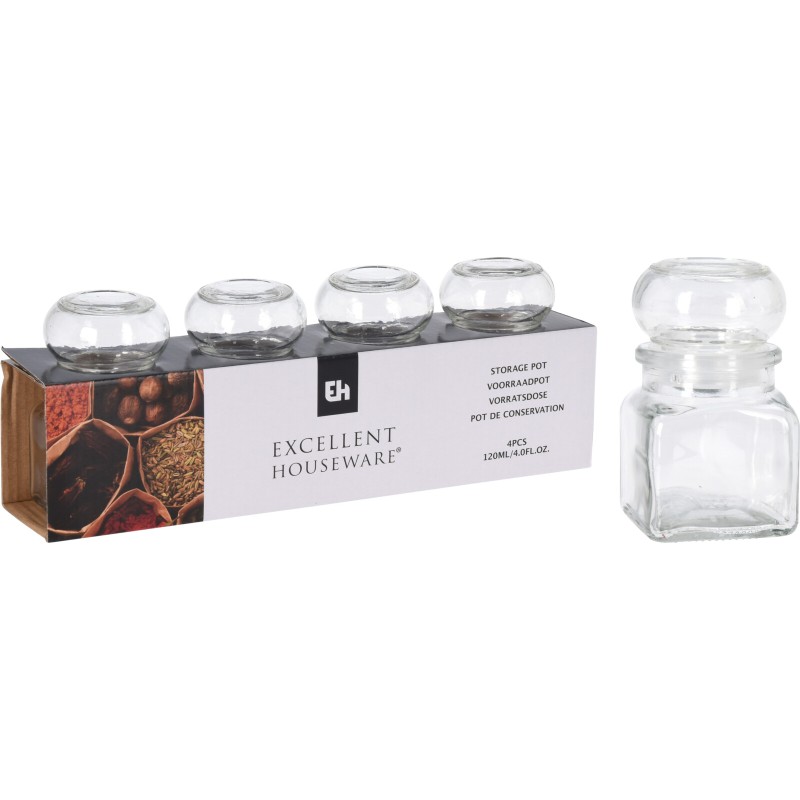Voorraadpot Glas 120ml Set A 4 Stuks