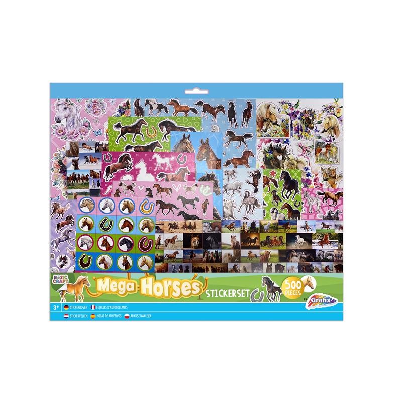 Grafix Mega Sticker set chevaux 500 pièces 30x35cm