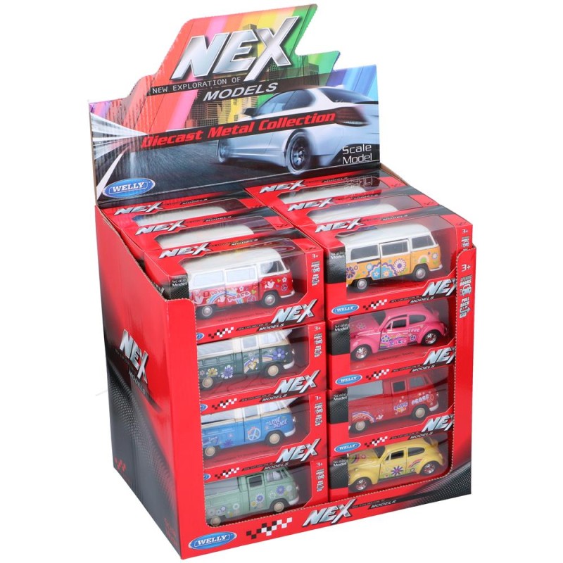 Voiture ou bus hippie reculant 11,5x4,5x4cm