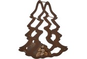 House of Seasons openhaardhout houder dennen-/ kerstboom vorm roestig metaal  - 62x25x52cm