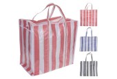 Boodschappentas shopper streep 55x50x30cm  assorti kleuren