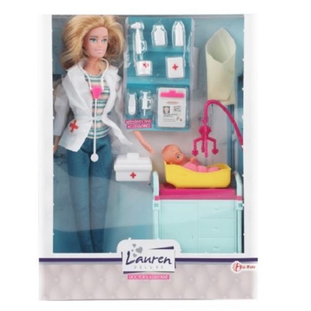 Toi Toys Lauren Tienerpop dokter incl. accessoires en baby