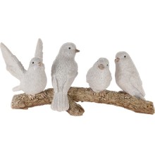 Vogels op tak polystone 16x7x7cm wit