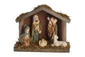 Kerststal met 5 figuren 16x7x12cm