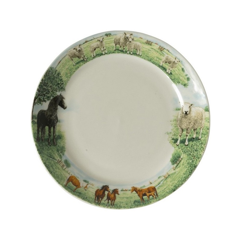 Wiebe's Farm Bord paard schaap Ø18cm doos a 6 stuks porselein