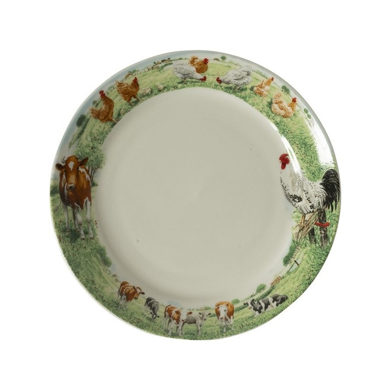 Wiebe's Farm Bord koe kip Ø18cm doos a 6 stuks porselein