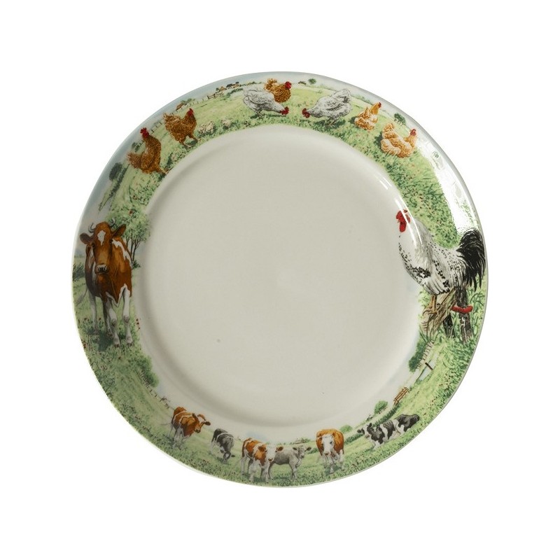 Wiebe's Farm Bord koe kip Ø21cm doos a 6 stuks porselein