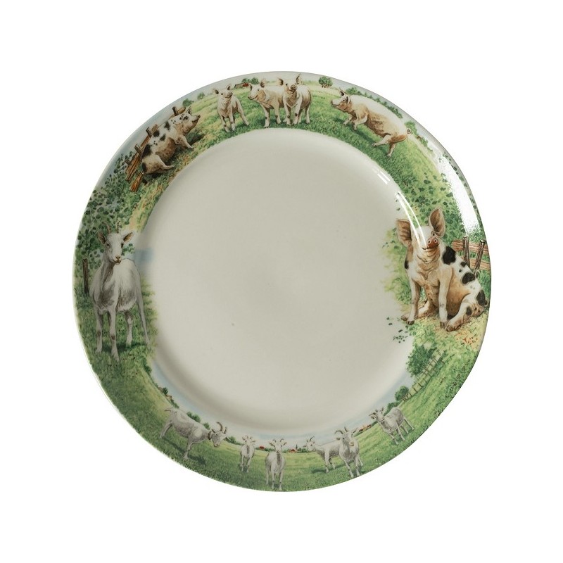 Wiebe's Farm Bord geit varken Ø25cm doos a 6 stuks porselein