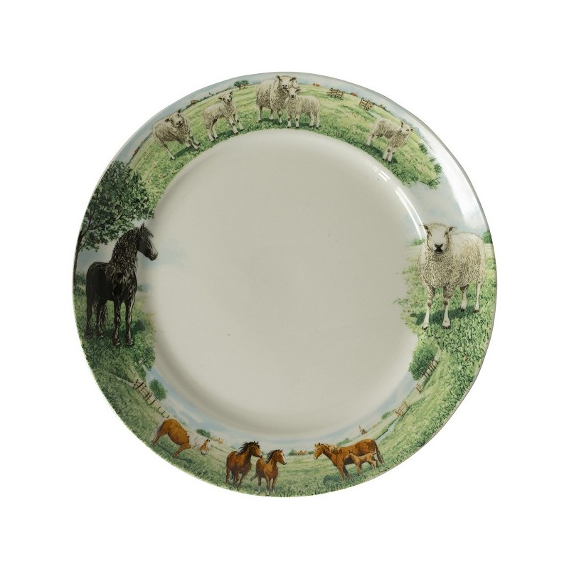 Wiebe's Farm Bord paard schaap Ø25cm doos a 6 stuks porselein