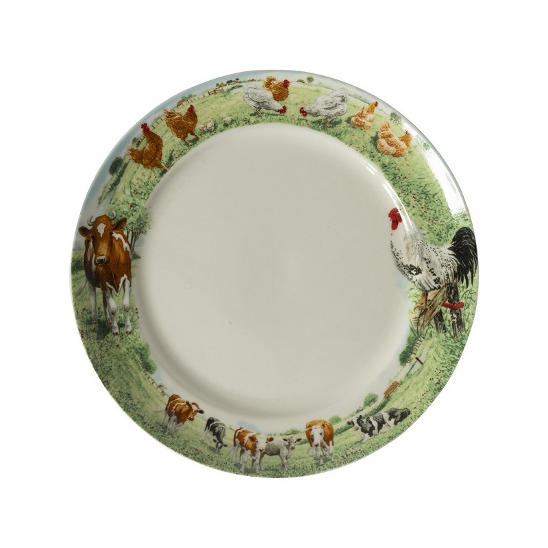 Wiebe's Farm Bord koe kip Ø25cm doos a 6 stuks porselein