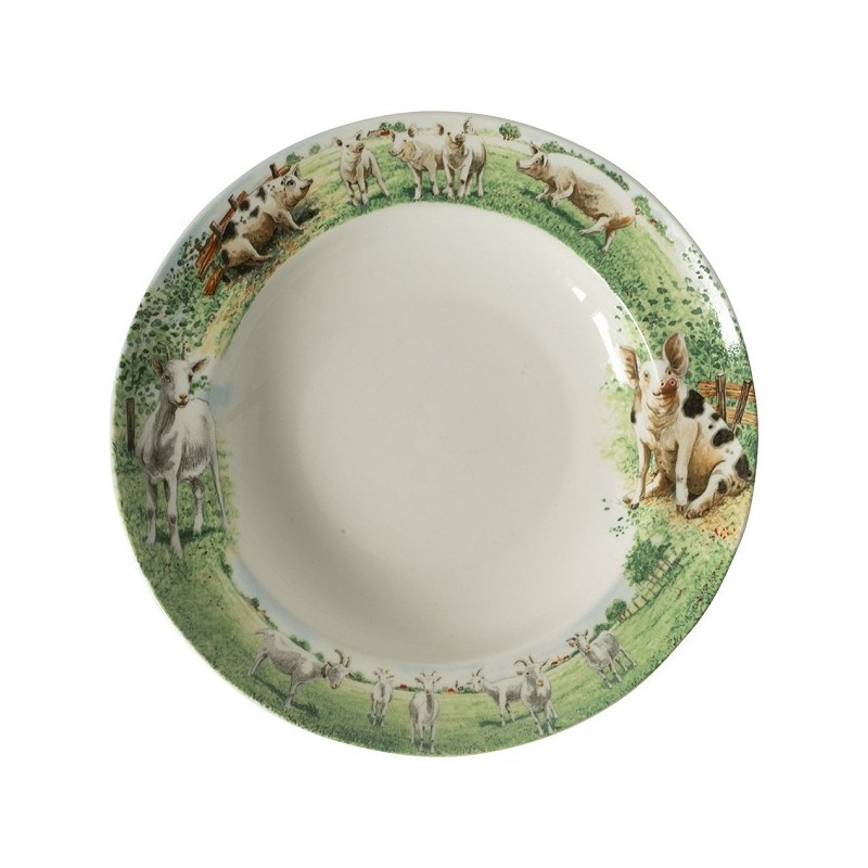 Wiebe's Farm Diep bord geit varken Ø23cm doos a 6 stuks porselein