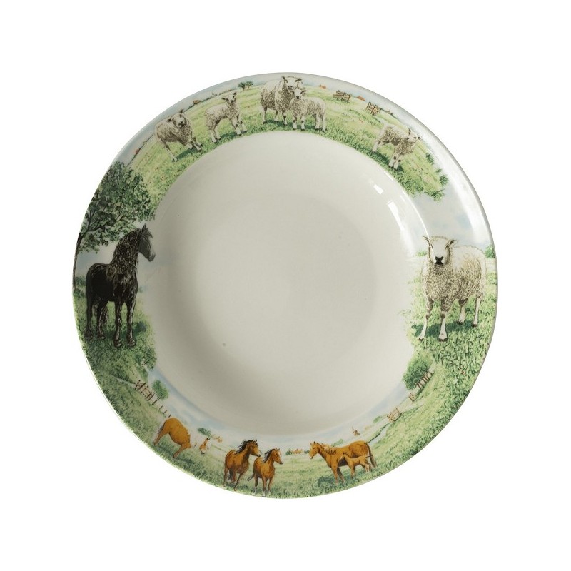 Wiebe's Farm Diep bord paard schaap Ø23cm doos a 6 stuks porselein