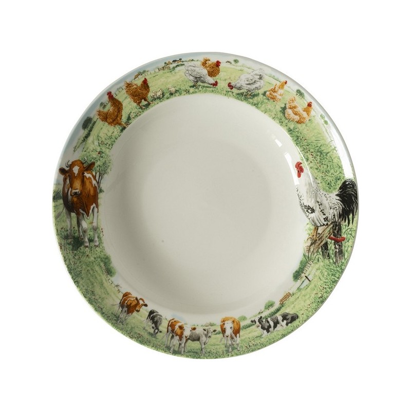 Wiebe's Farm Diep bord koe kip Ø23cm doos a 6 stuks porselein