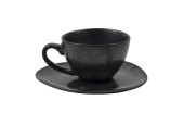 Tasse Ø10cm & soucoupe Manhattan 17,3x15cm ovale boîte de 6 pièces anthracite