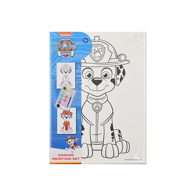 Canvas schilderset Paw Patrol incl. 12 verschillende kleuren waterverf + penseel 18x25cm