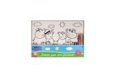Placemat om in te kleuren wisbaar Peppa Pig incl. 6 kleurpotloden