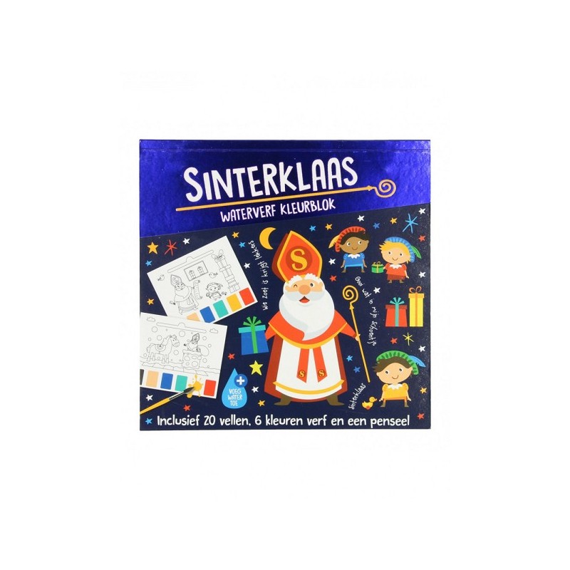 Waterverfkleurblok Sinterklaas  met 20 sintkleurplaten.