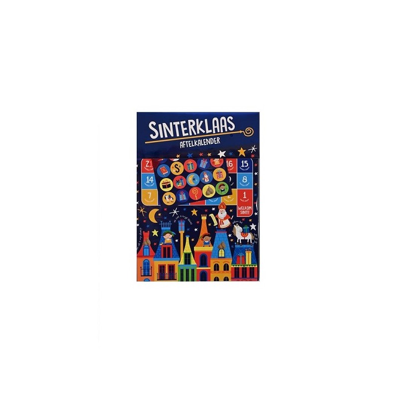 Sinterklaas Aftelkalender incl. stickervel en lintje 21,5x29,5cm