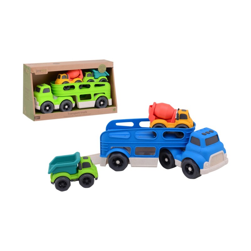 John Toy Jouéco Transporter 33x12x19cm Met 2 Auto&apos;s Bio-plastic