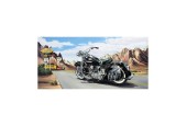 Schilderij Harley Route 66 40x78cm in zwart houten lijst