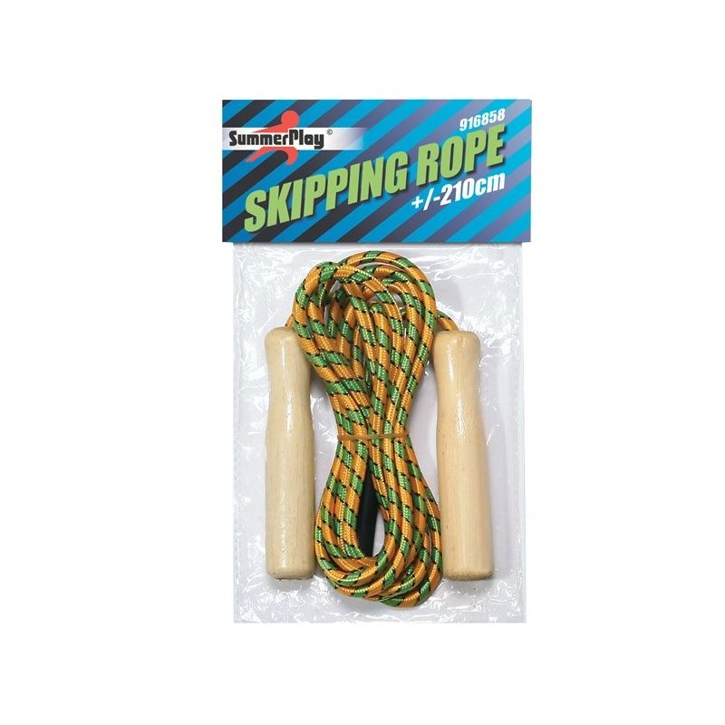 Springtouw neon met houten greep