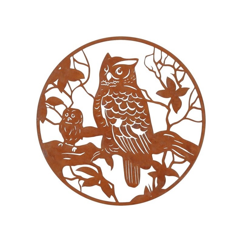 Wanddecoratie Karat uil dia30cm roest