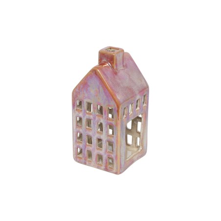 Theelicht huis M rood 7,8x7,8x16cm