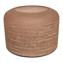 Waxinelichthouder glas roze L 18x13cm