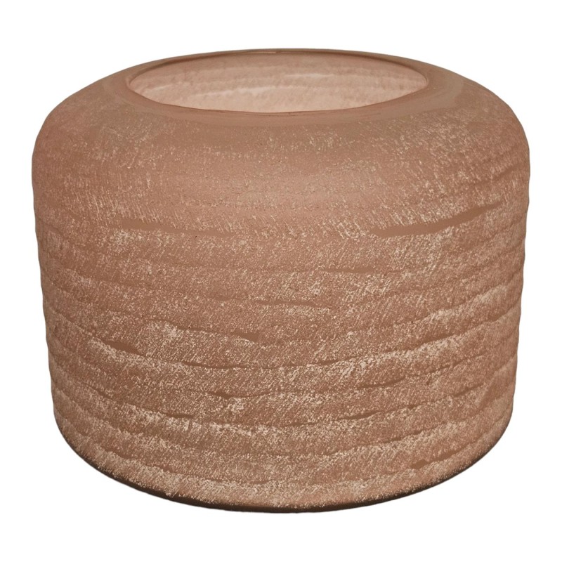 Waxinelichthouder glas roze L 18x13cm