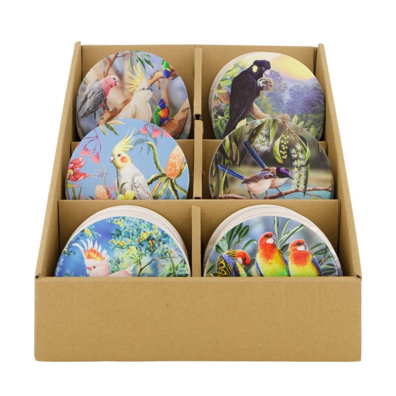 Onderzetter rond keramiek Ø10,3cm Vogels