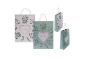 Cadeautasje love 25x8,5x34cm groen/wit