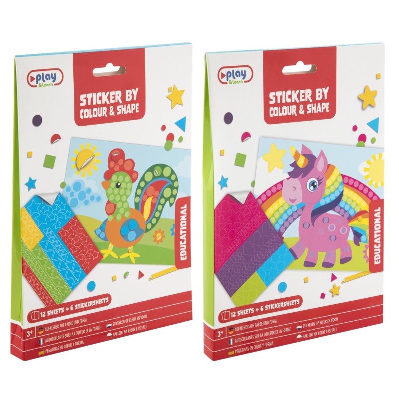 Moxy Stickeren op kleur en vorm, 12 vel