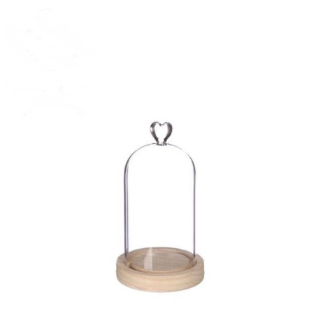 Stolp hart met houten basis Ø10xH18cm