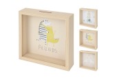 Spaarpot hout met kinderafbeelding