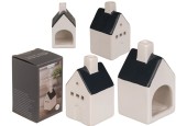 Theelichthouder huisje in giftbox 5x9cm