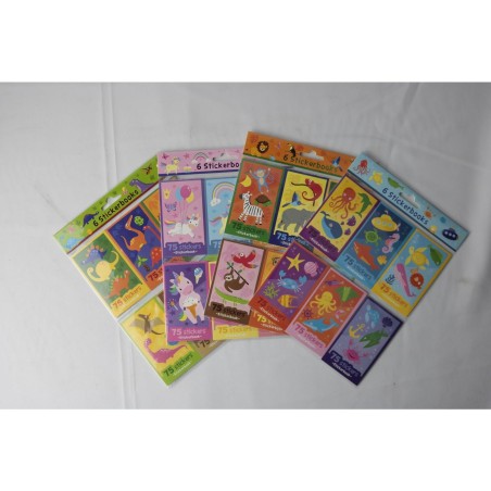 6 Stickerboekjes a 75 stickers 5,5x9,5cm
