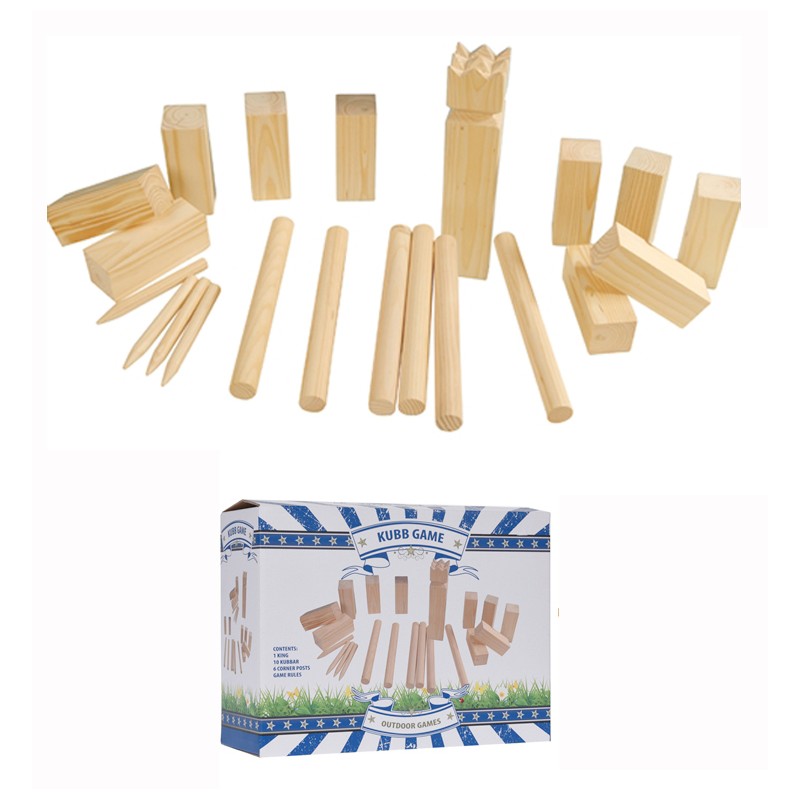 Kubb spel groot hout 21-delig