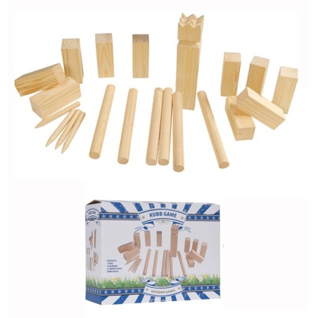 Kubb spel groot hout 21-delig