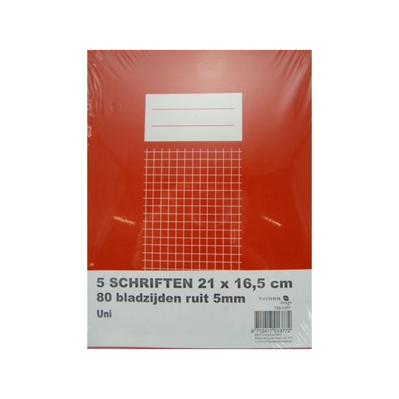 Schriften 5 st 21x16,5 cm ruit 5mm uni