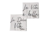 Boltze Home Servetten Dolce Vita zwart-witte tekst 20 stuks 33x33cm