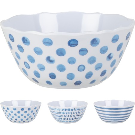 Schaal melamine Ø15,5xh8cm blauw/wit