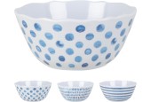 Schaal melamine Ø15,5xh8cm blauw/wit