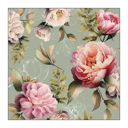 Ambiente Servet 25x25cm Peonies
