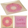 Bord glas 10x10cm tekst/donut