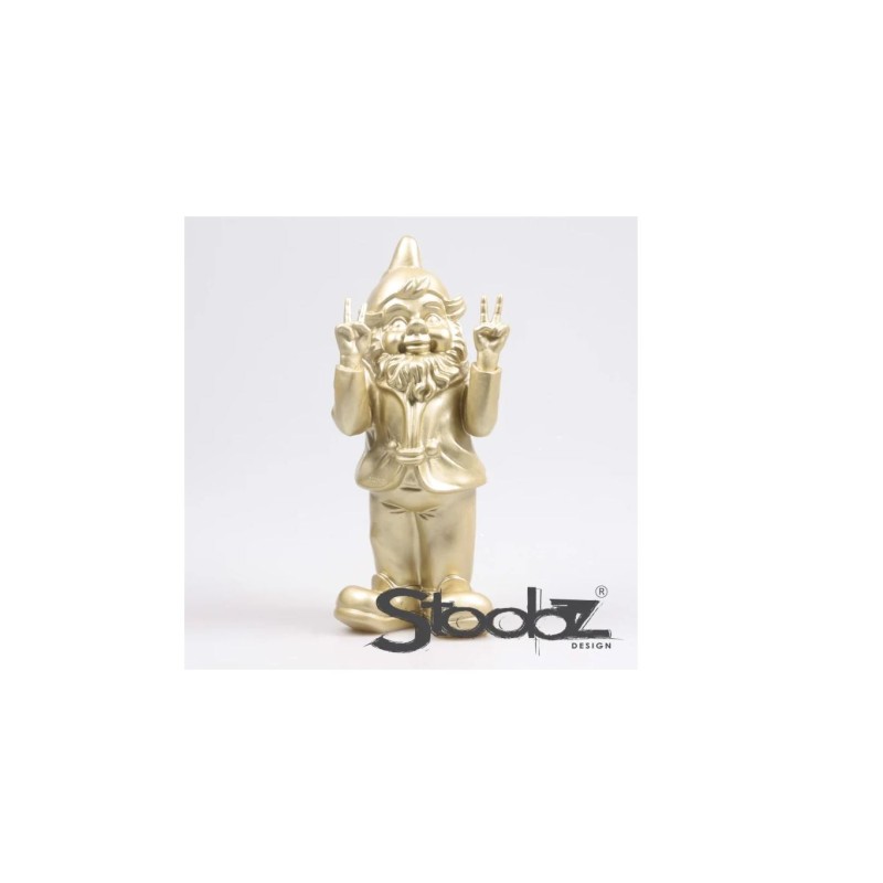 Stoobz kabouter peace goud 13x11x31cm