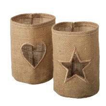Windlicht Finia helder glas Jute ØH15cm