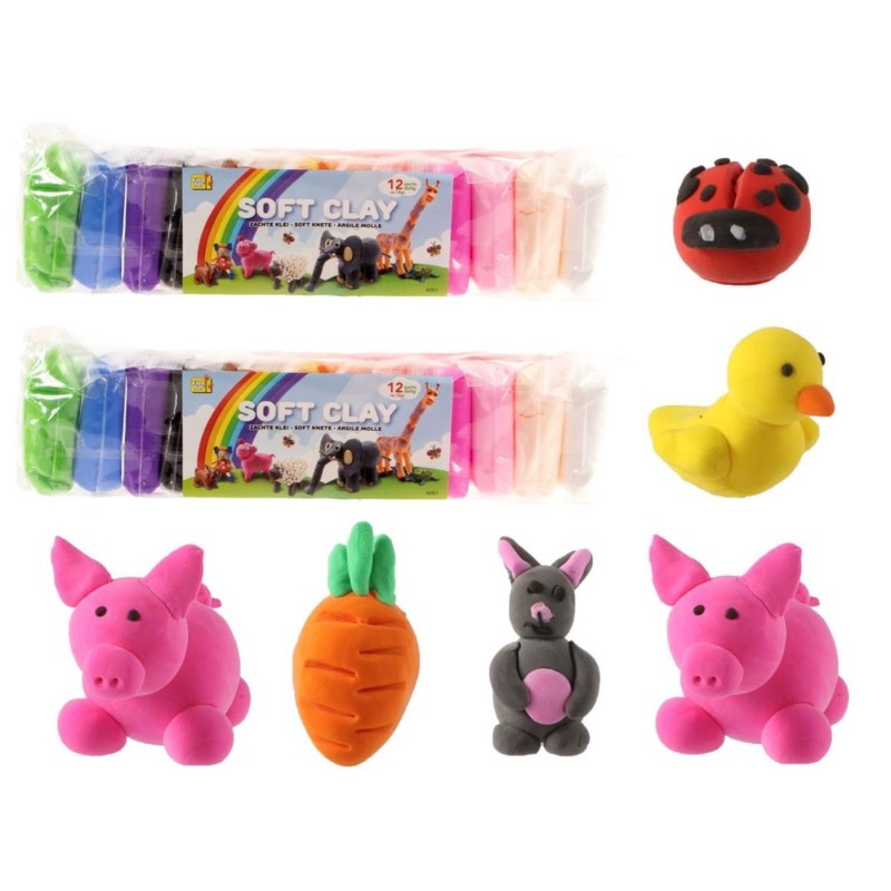 Klei Soft clay 12 kleuren