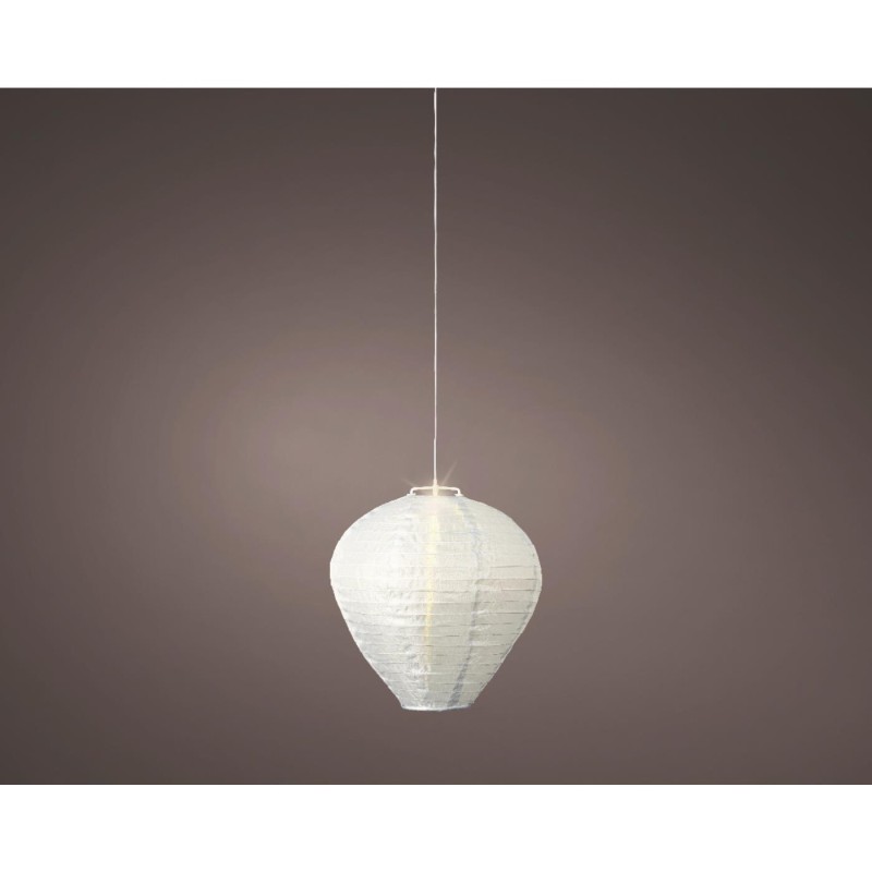 Solar lantaarn nylon Ø30xH28cm wit